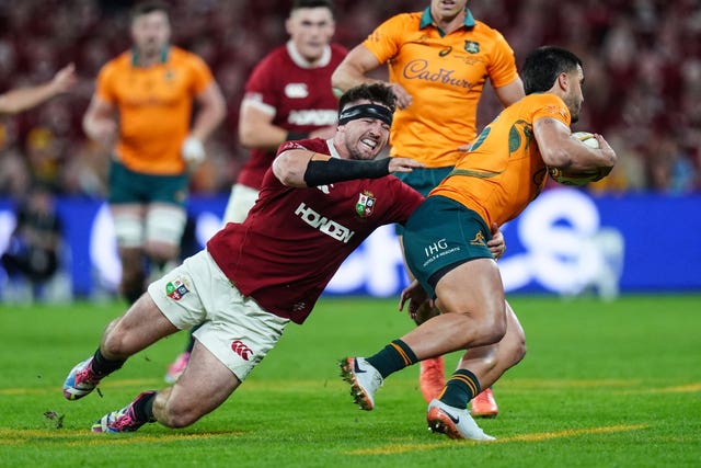 Tom Curry in action for the British and Irish Lions against Australia 