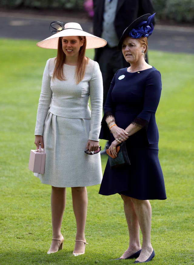 Princess Beatrice and her mother Sarah, Duchess of York at Royal Ascot.(Steve Parsons/PA)