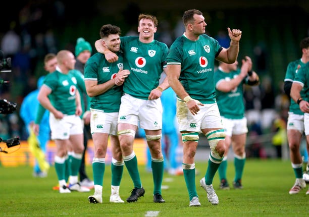 Tadhg Beirne, right, helped Ireland end 2021 with victory over Argentina