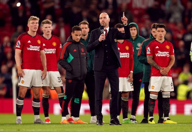 Erik ten Hag gave a rousing speech to the crowd after beating Newcastle 3-2 on Wednesday
