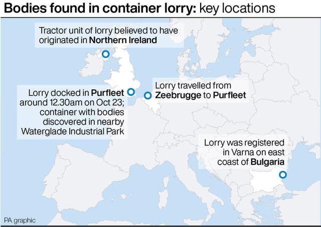 Graphic of bodies found in container lorry