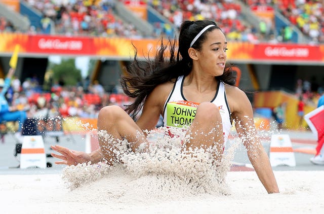 England’s Katarina Johnson-Thompson extends her heptathlon lead in the long jump