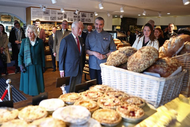 Charles and Camilla were given samples of the bakery's products