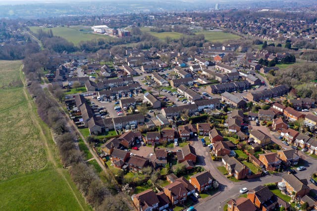 Overhead shot of houses