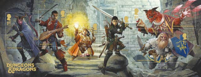 Five fantasy heroes and a dragon from Dungeons & Dragons
