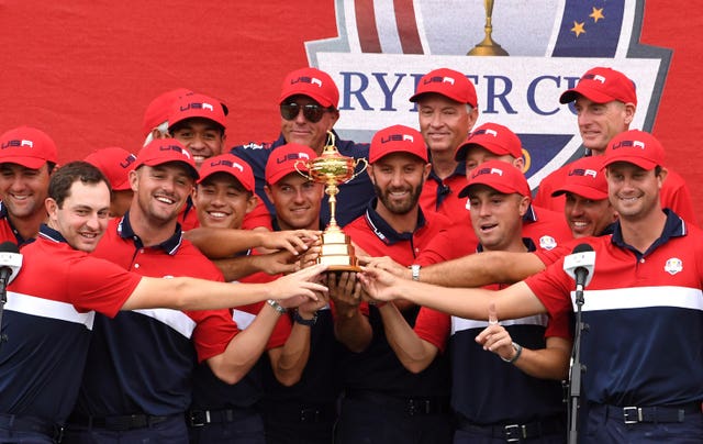 The United States celebrate their Ryder Cup win last September