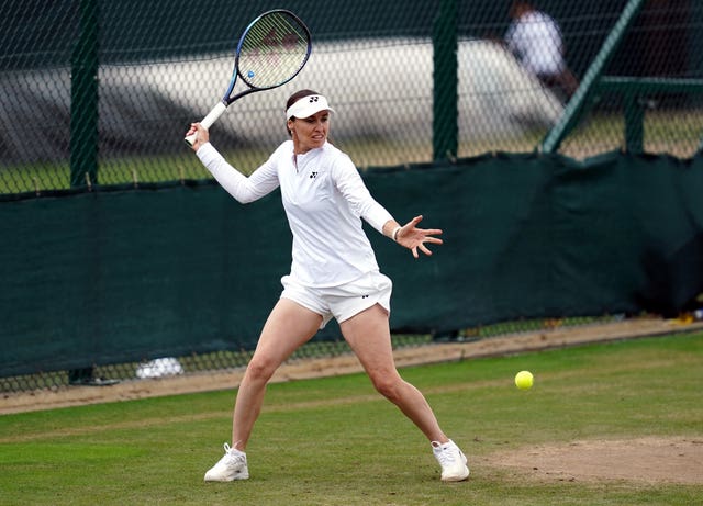 Martina Hingis practising at Wimbledon