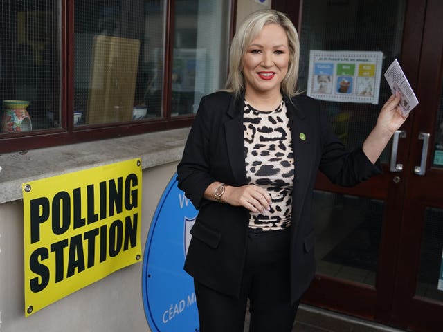 Michelle O’Neill at St Patrick’s Primary School in Co Tyrone