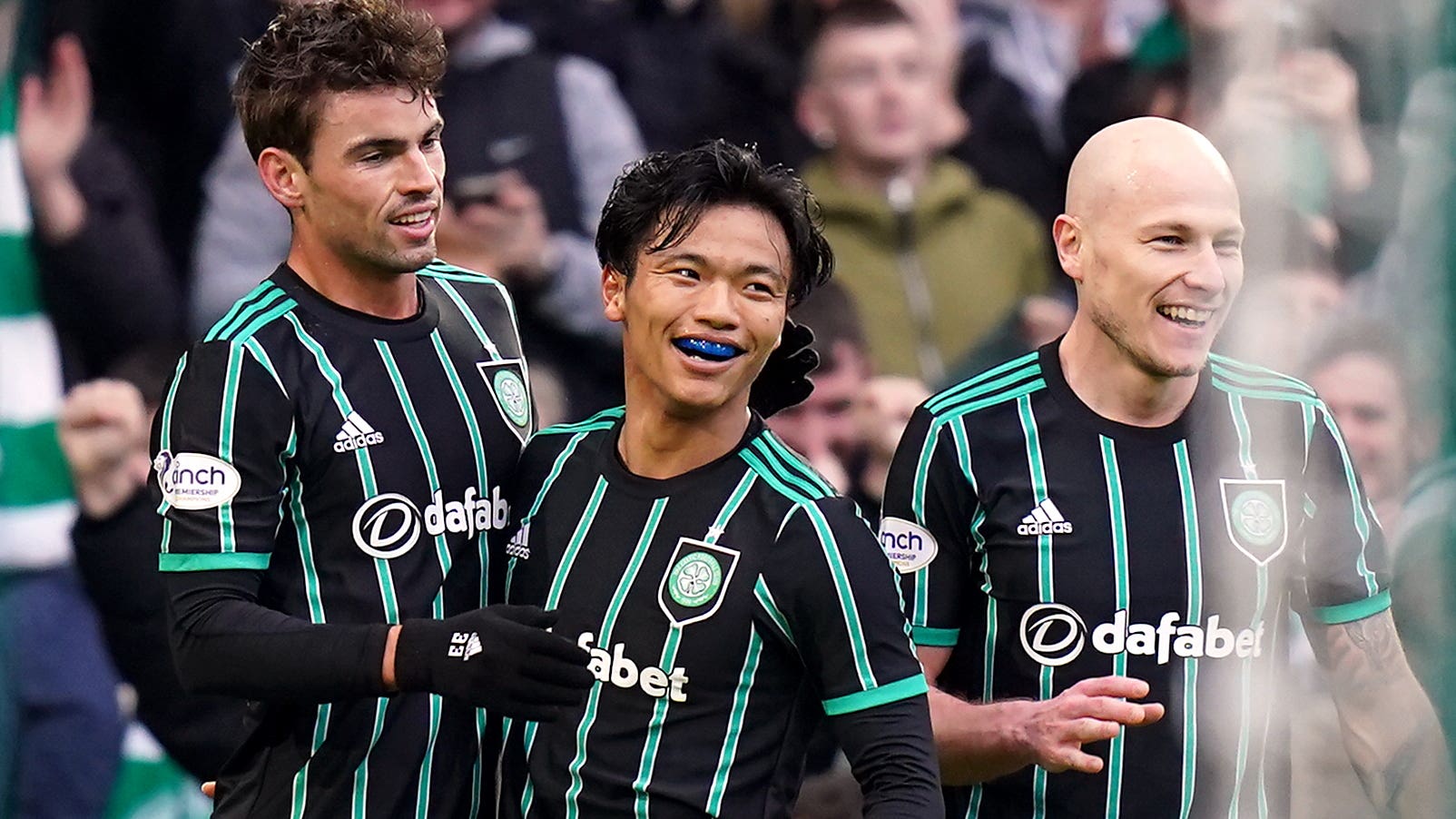 Celtic’s Reo Hatate celebrates his opener (Jane Barlow/PA)