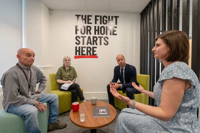 The Prince of Wales, known as the Duke of Rothesay when in Scotland, as he meets workers from the homelessness sector during a visit to Shelter Scotland in Aberdeen, to hear more about the services they offer supporting people who are homeless or on the brink of losing the roof over their head, and meet those they have helped