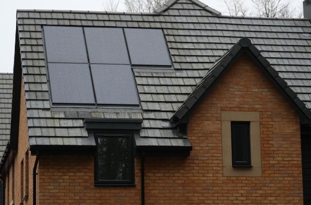 Solar panels on the roof of a house
