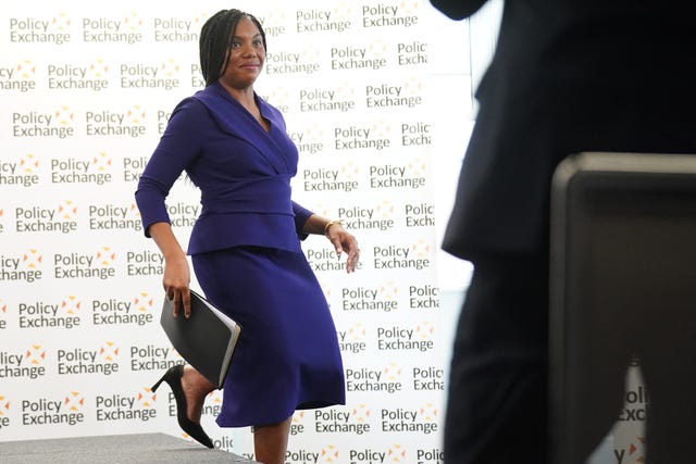 Conservative Party leader Kemi Badenoch after delivering a speech at Policy Exchange in Westminster, London 