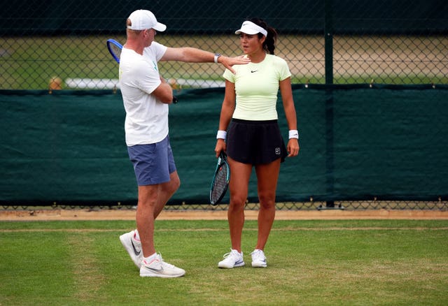 Emma Raducanu with her coach Mark Petchey 