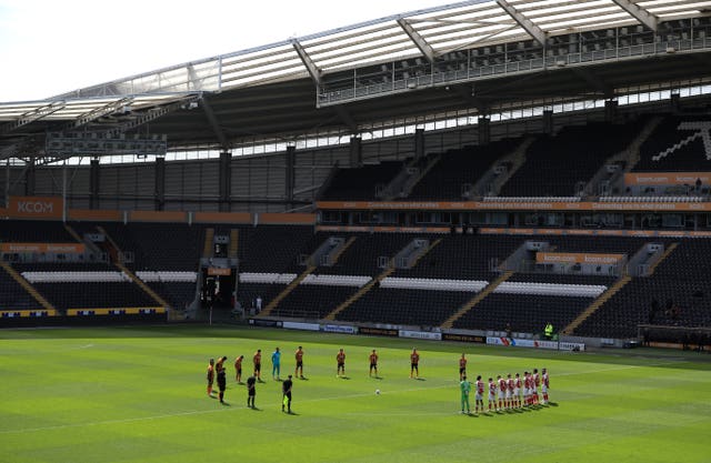 The players also stood before Hull v Fleetwood