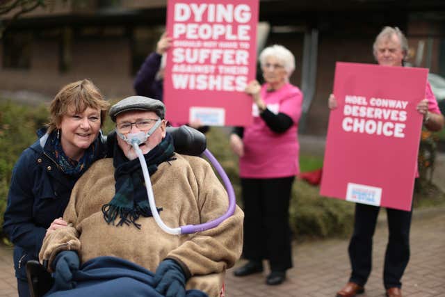 Noel Conway with his wife Carol outside Telford Justice Centre (Aaron Chown/PA)