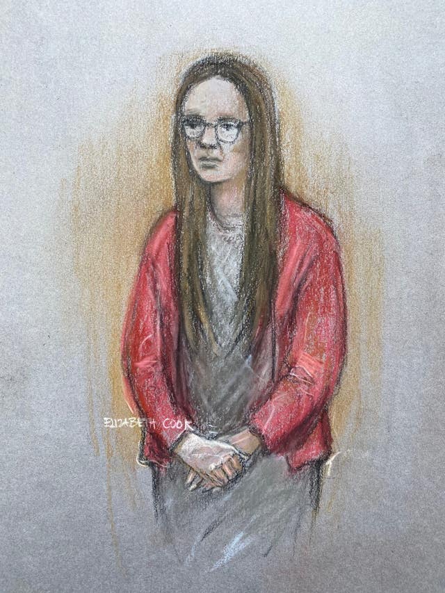 Court artist sketch of Alice Mackey appearing at Basingstoke Magistrates’ Court