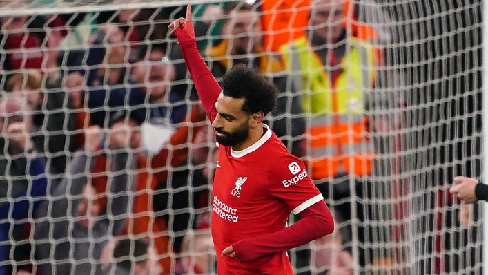 Mohamed Salah scored Liverpool’s third goal on Thursday night for his 20th of the campaign