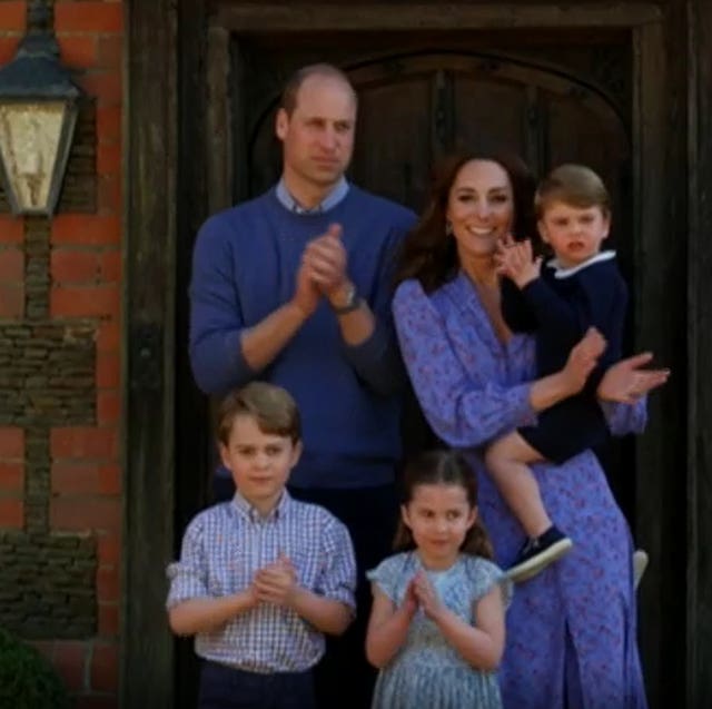 The Cambridges clapping with the rest of the country in tribute to health and care workers. PA Media