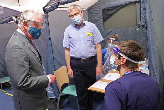 The Prince of Wales told NHS staff that he was 'way down the list' for the vaccine (Chris Jackson/PA)