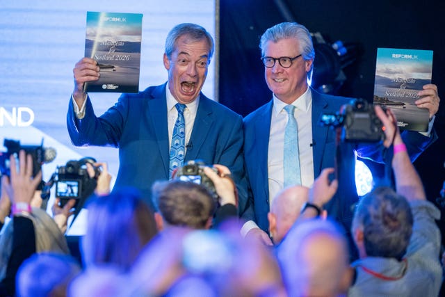 Nigel Farage and Malcolm Offord unveil the Reform UK manifesto for Scotland