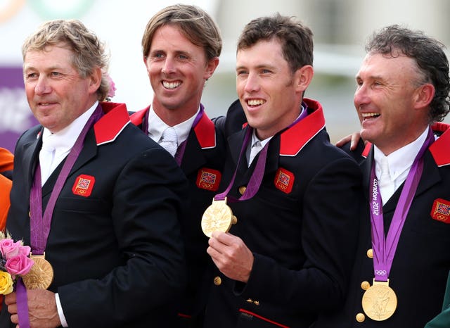 Peter Charles (right) with Nick Skelton, Ben Maher and Scott Brash in 2012 