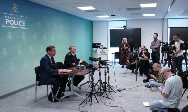 DCS Mark Kameen and Chief Constable Serena Kennedy from Merseyside Police speak to the media after Olivia Pratt-Korbel's death