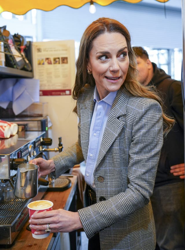 The Princess of Wales making a cappuccino