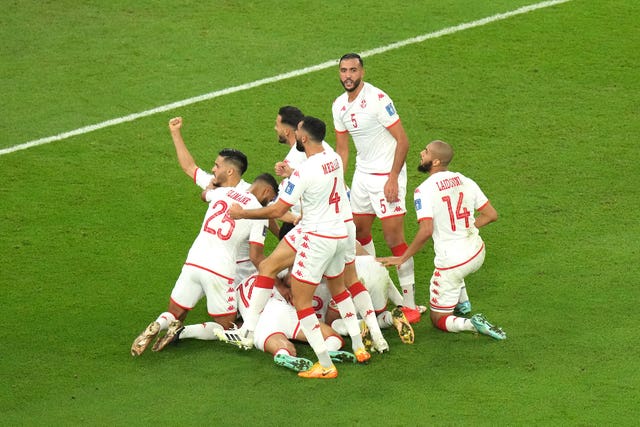 Tunisia celebrate their goal