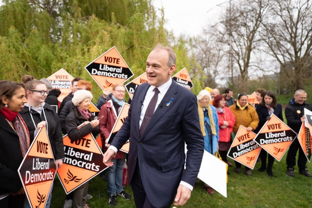 Leader of the Liberal Democrats Ed Davey during the launch of his party’s local election campaign last month