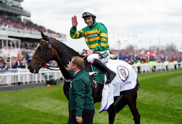 Jonbon and Aidan Coleman after winning the Maghull