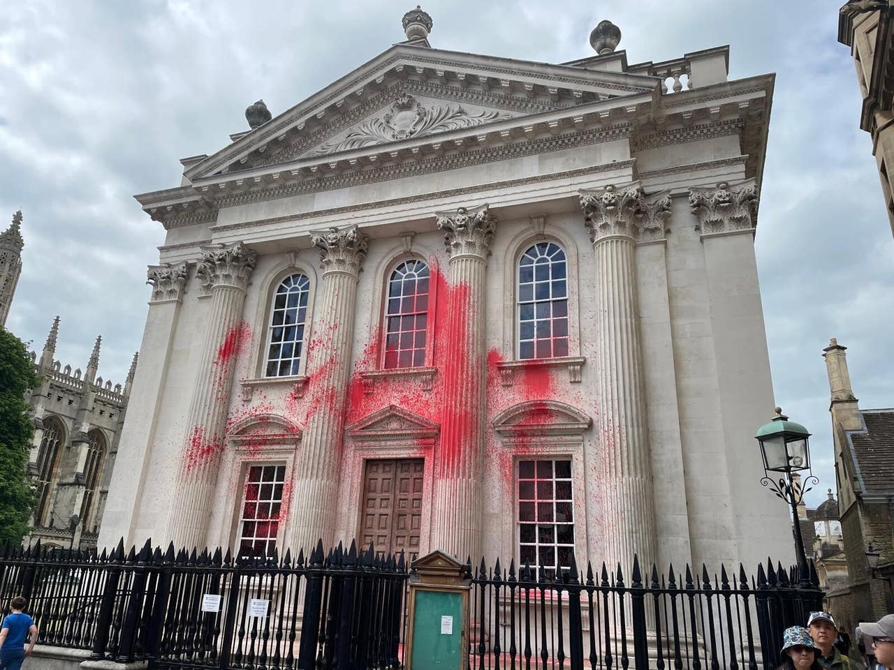 ProPalestinian protesters spray red paint on Cambridge graduation