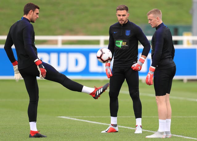 England goalkeepers Alex McCarthy (left), Jack Butland and Jordan Pickford (right) have played every minute for their respective clubs this season.