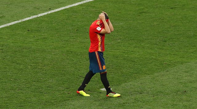 Spain’s Koke after missing in the penalty shoot-out defeat by Russia