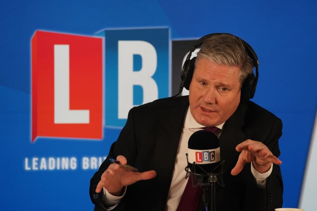 Labour Party leader Sir Keir Starmer takes part in Call Keir, his regular phone-in on LBC’s Nick Ferrari At Breakfast show 