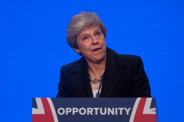 Theresa May delivering her speech at the Conservative conference