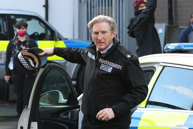 Adrian Dunbar on the set of the sixth series of Line of Duty 
