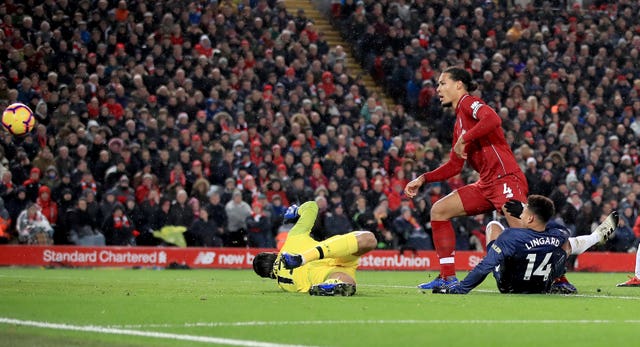 Jesse Lingard scored United's equaliser at Anfield (Peter Byrne/PA).