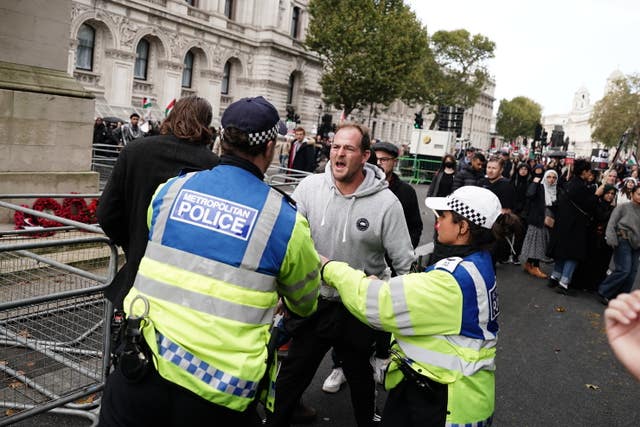 Police with a rival demonstration