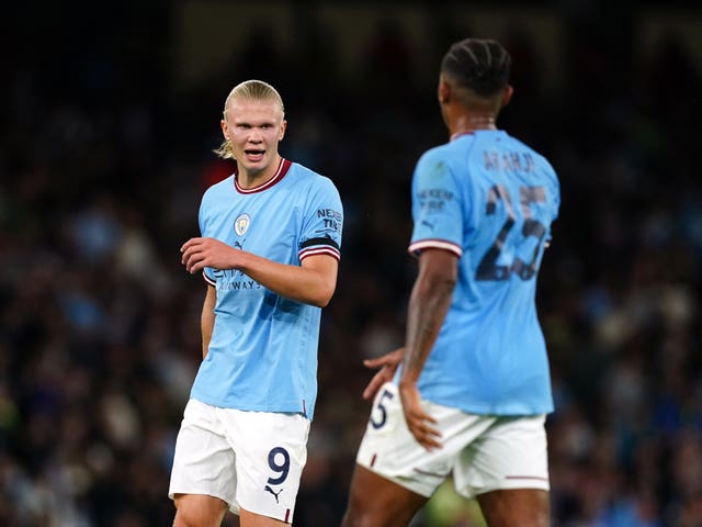 Manuel Akanji (right) has not been surprised by Haaland's brilliance