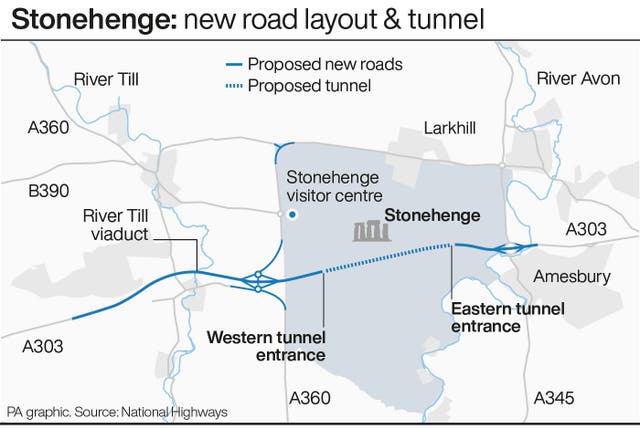 PA infographic showing the proposed new road layout and tunnel at Stonehenge