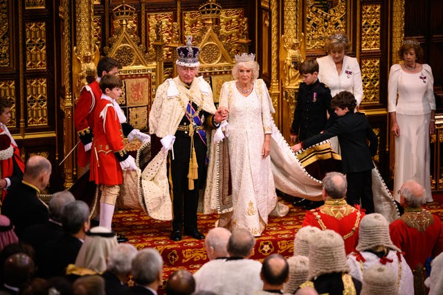 King Charles III and Queen Camilla at the State Opening of Parliament 2023