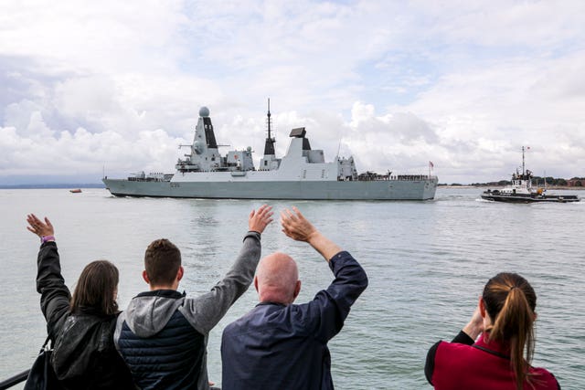 HMS Defender leaves Portsmouth Naval Base 