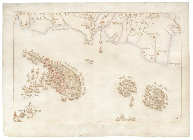 One of a collection of rare maps charting the defeat of the Spanish Armada (DCMS/PA)