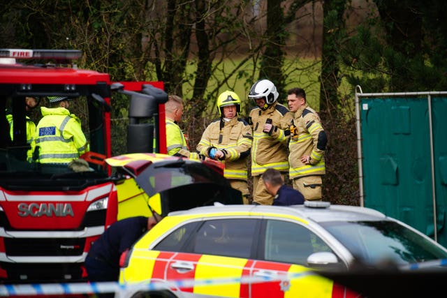 Emergency services at the scene in the St Mellons