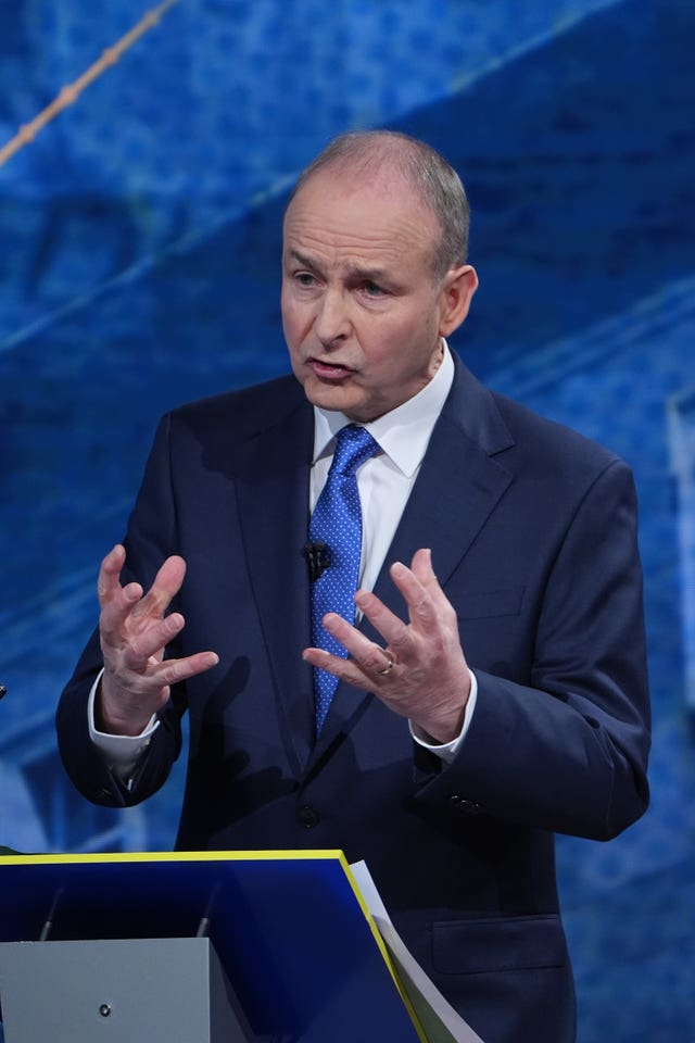 Tanaiste and Fianna Fail leader Micheal Martin during the final TV leaders’ debate at RTE studios in Donnybrook, Dublin