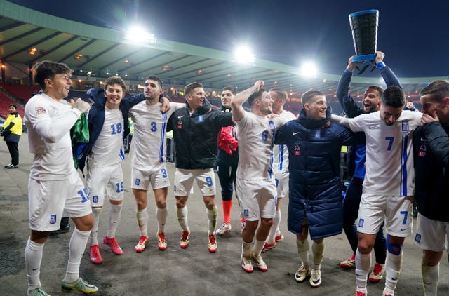 Greece celebrate at he final whistle