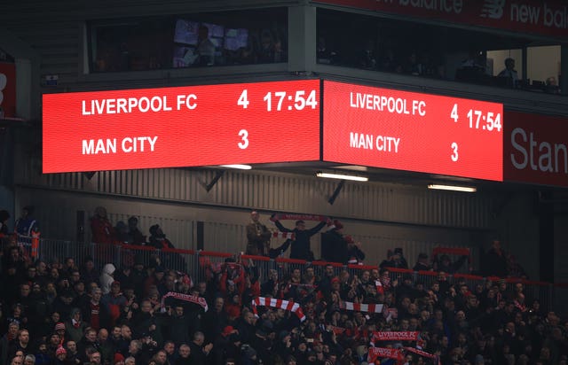 A view of the scoreboard when the two clubs met in January 2018