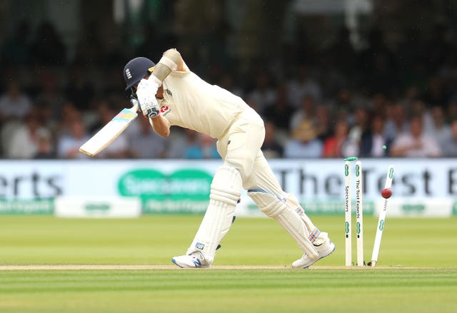 England's Olly Stone is bowled by Ireland's Stuart Thompson, not pictured
