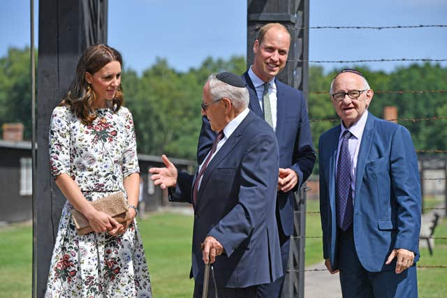 The Duke and Duchess of Cambridge first met Manfred Goldberg (left) and Zigi Shipper during their visit to Stutthof, a former Nazi concentration camp, in 2017. Bruce Adams/Daily Mail