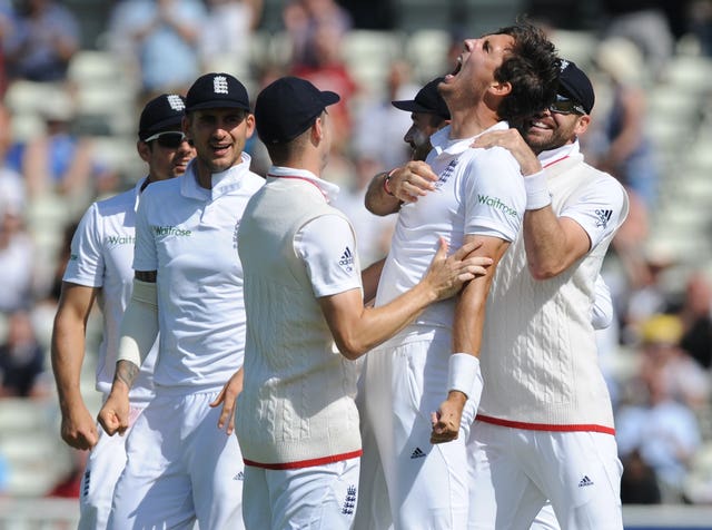 Steven Finn celebrates one of his 125 Test wickets 
